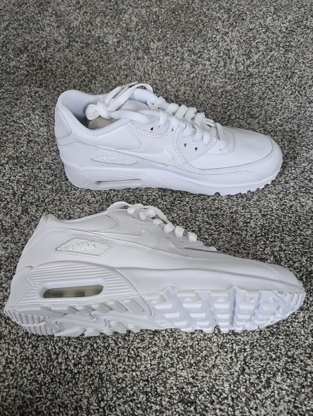 Nike Air Max 90 LTR Triple White Sneakers Size 6.5 Youth 8 Women's 833412